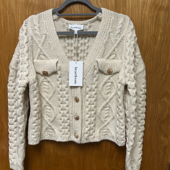 Heartloom Sweaters - Heartloom Cream V-Neck Cable Knit Cardigan
